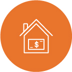 Dollar bill on a house icon