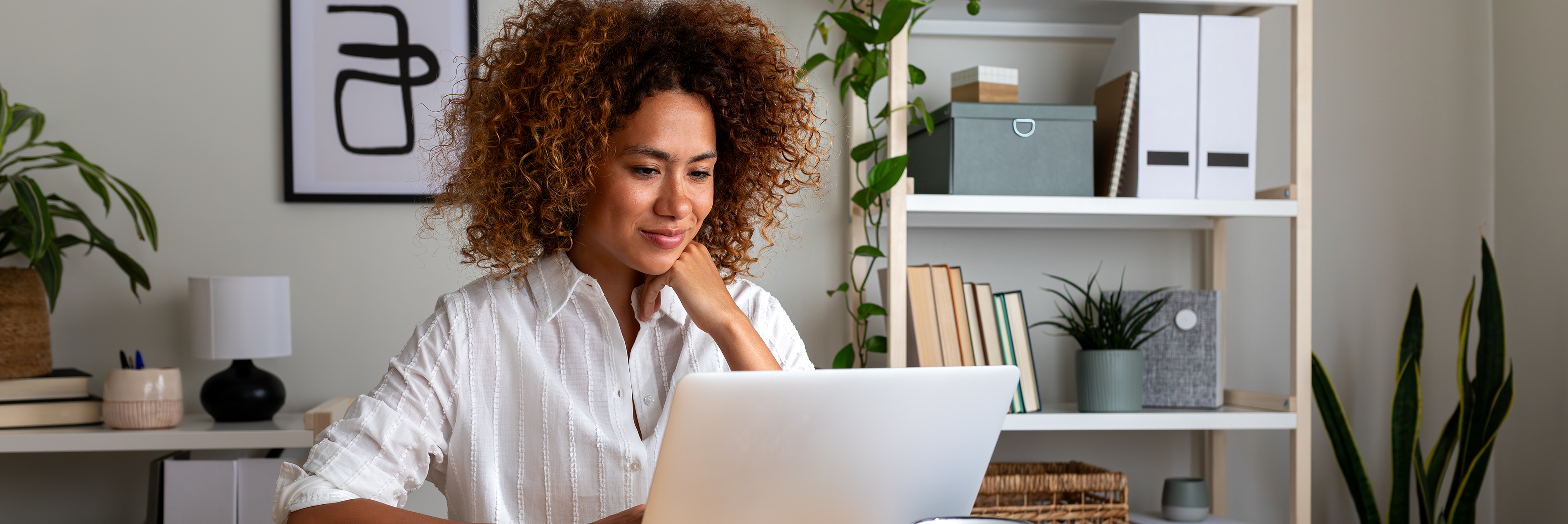 Woman working on a computer