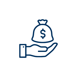 hand with money bag icon