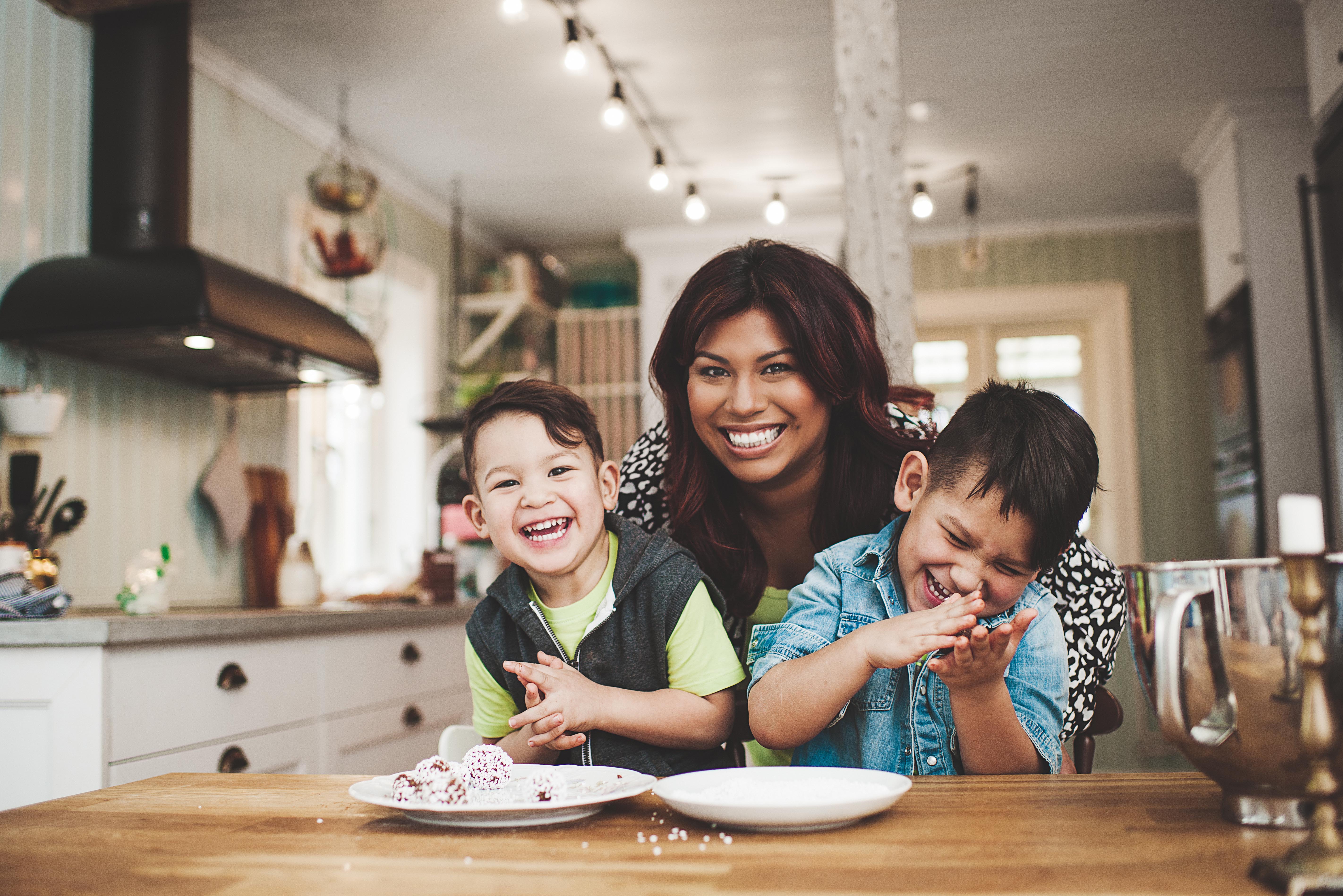 Mother with two children