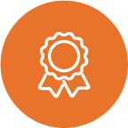 Ribbon icon in orange circle