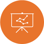 chart icon in orange cirlce
