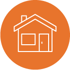 House in orange circle icon