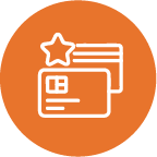 credit card with star icon in an orange circle