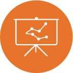 orange icon with a line graph